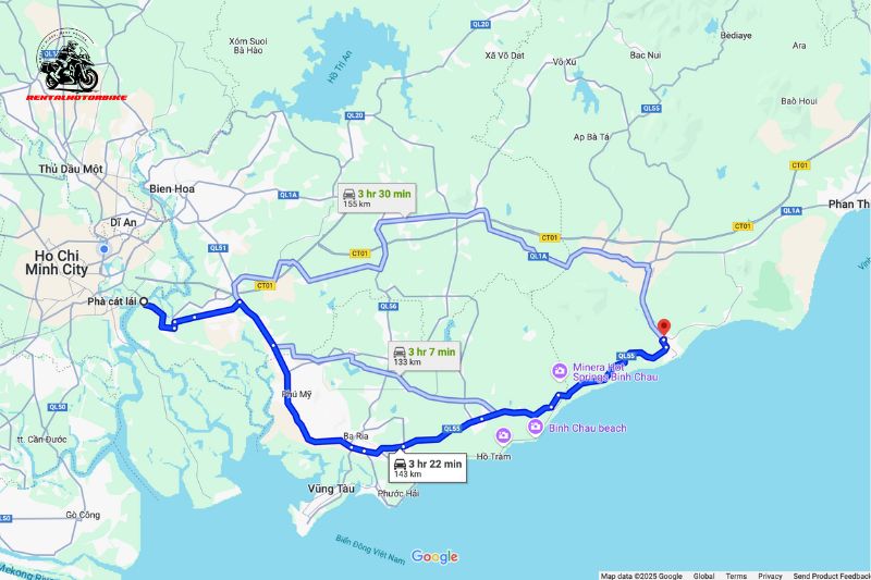 Cat Lai Ferry – Highway 51 – Highway 55 – Lagi – Ke Ga – Phan Thiet