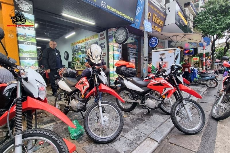 Foreign rider picking up a Honda motorbike in HCM
