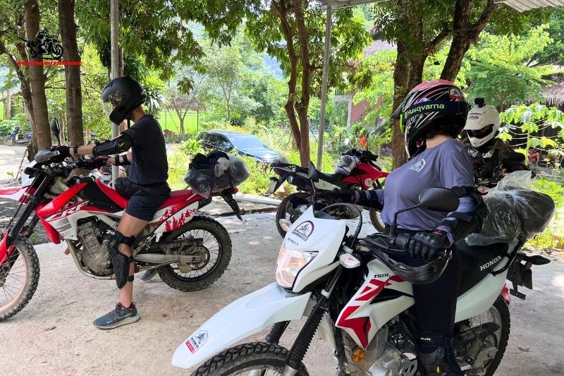 Riders testing bikes before a motorbike tour