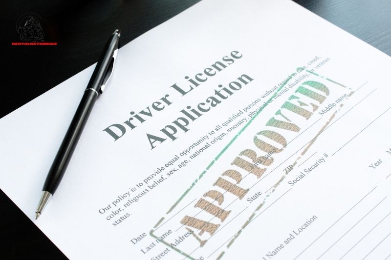 Driver license application with "Approved" stamp