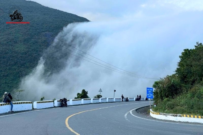 Mountain road with mist on Hai Van Pass