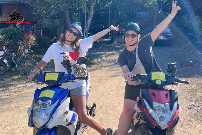 Group of friends taking a selfie while riding